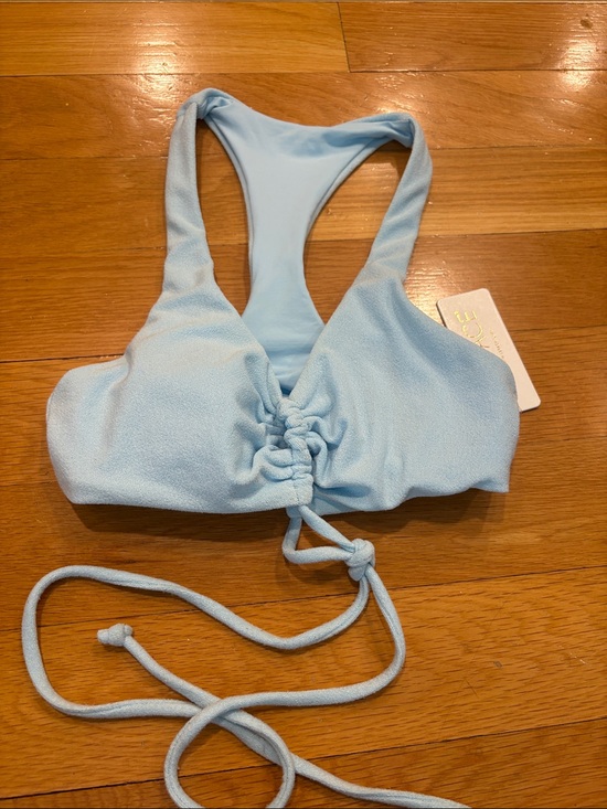 l*space Other - l*space Pale Blue Ruched Front Bandeau Bikini Top
